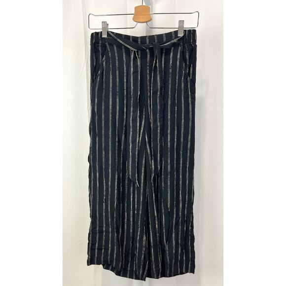 Wilfred Pants - WILFRED Aritzia  Size S Faun Pants Pinstripe Tie Waist Wide Leg Cropped Blue